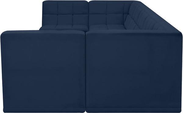 Relax Velvet / Engineered Wood / Foam Contemporary Navy Velvet Modular Sectional - 158" W x 64" D x 31" H