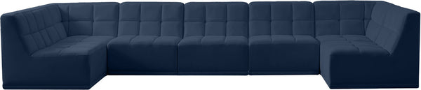 Relax Velvet / Engineered Wood / Foam Contemporary Navy Velvet Modular Sectional - 158" W x 64" D x 31" H
