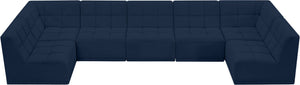 Relax Velvet / Engineered Wood / Foam Contemporary Navy Velvet Modular Sectional - 158" W x 64" D x 31" H