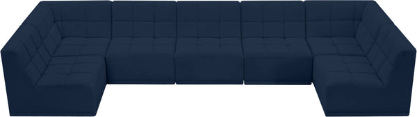 Relax Velvet / Engineered Wood / Foam Contemporary Navy Velvet Modular Sectional - 158" W x 64" D x 31" H