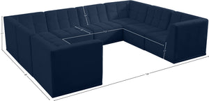 Relax Velvet / Engineered Wood / Foam Contemporary Navy Velvet Modular Sectional - 128" W x 98" D x 31" H