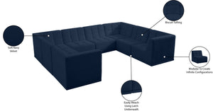 Relax Velvet / Engineered Wood / Foam Contemporary Navy Velvet Modular Sectional - 128" W x 98" D x 31" H