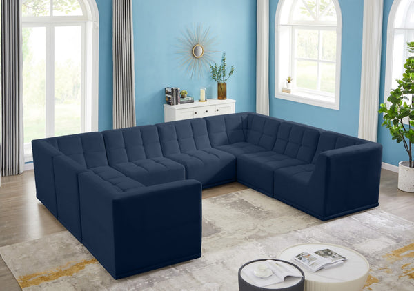 Relax Velvet / Engineered Wood / Foam Contemporary Navy Velvet Modular Sectional - 128" W x 98" D x 31" H