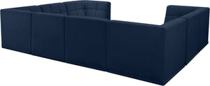 Relax Velvet / Engineered Wood / Foam Contemporary Navy Velvet Modular Sectional - 128" W x 98" D x 31" H