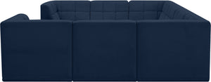 Relax Velvet / Engineered Wood / Foam Contemporary Navy Velvet Modular Sectional - 128" W x 98" D x 31" H