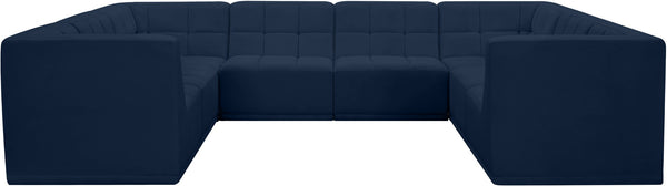 Relax Velvet / Engineered Wood / Foam Contemporary Navy Velvet Modular Sectional - 128" W x 98" D x 31" H