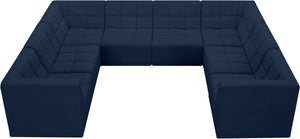 Relax Velvet / Engineered Wood / Foam Contemporary Navy Velvet Modular Sectional - 128" W x 98" D x 31" H