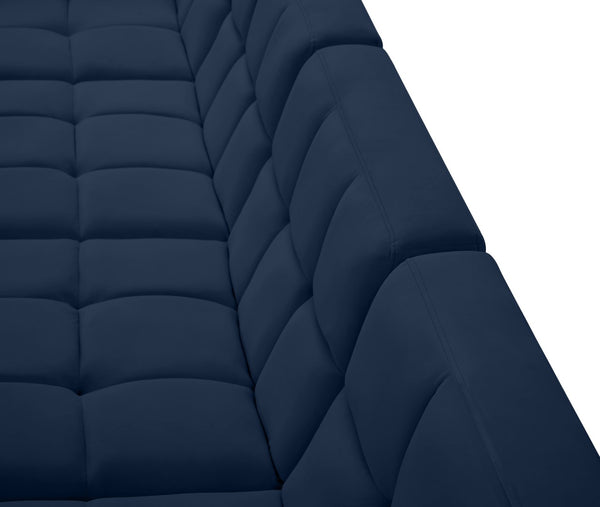 Relax Velvet / Engineered Wood / Foam Contemporary Navy Velvet Modular Sectional - 128" W x 98" D x 31" H