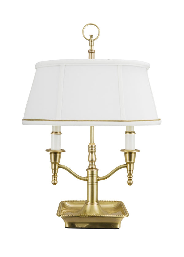 Bartemius Antique Brass Desk Lamp with Beaded Bouillote Tray and Silkette Shade – Elegant Lighting