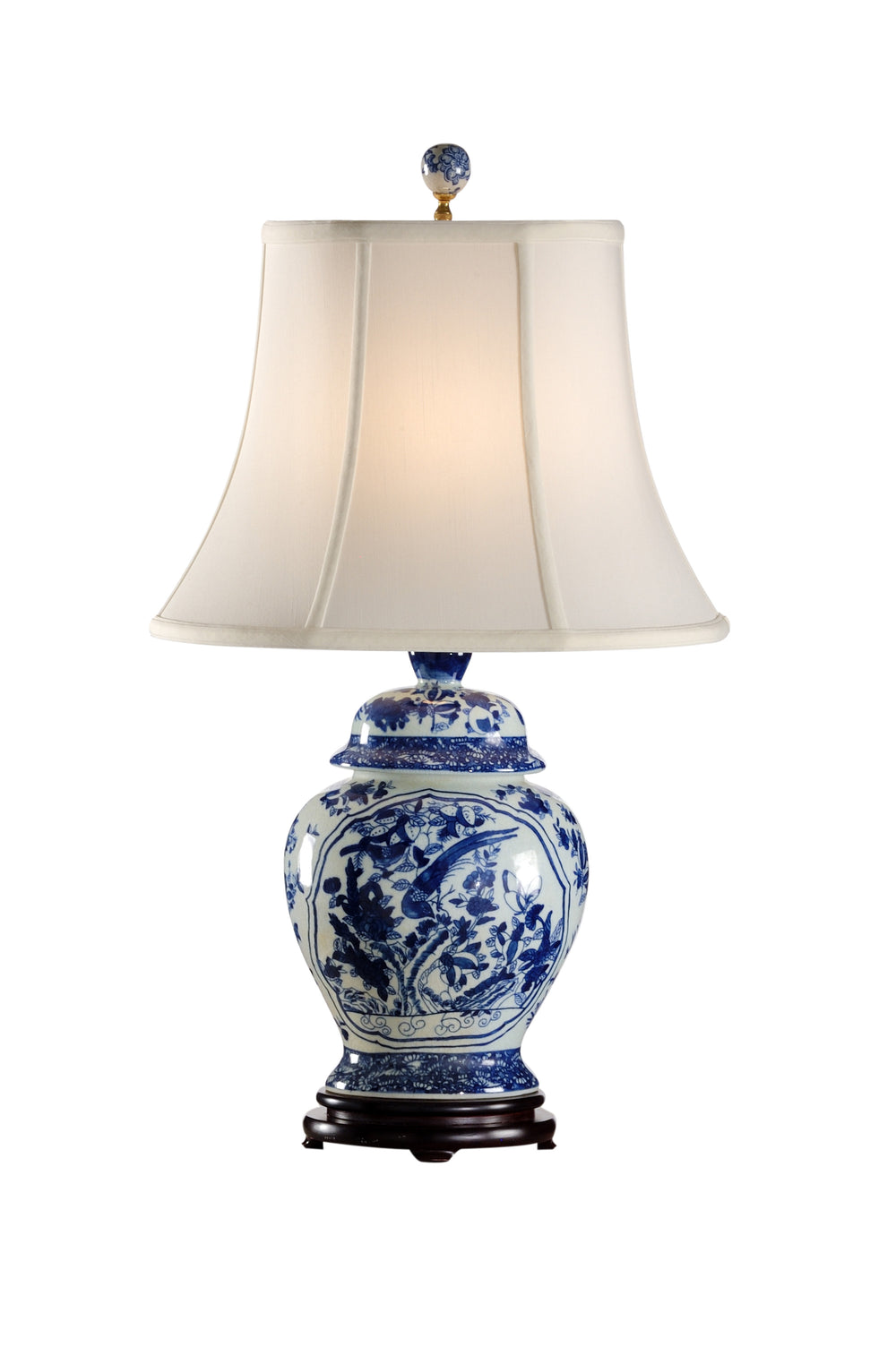 Fledgling Lamp - Elegant Blue & White Porcelain with Hand-Painted Oriental Design for Your Home