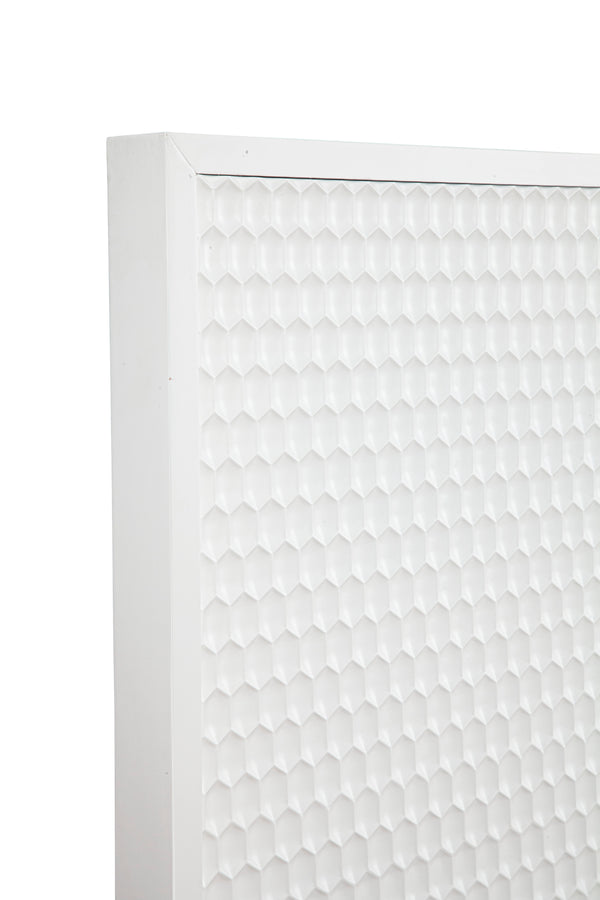 White Pearl Queen Headboard - Contemporary Textured Design in Elegant White Finish with Mahogany Accents