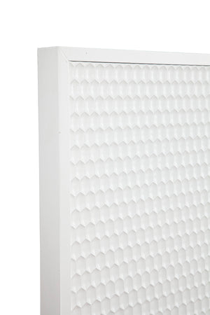 White Pearl California King Headboard - Textured Mahogany Design in Chic White Finish for Modern Decor