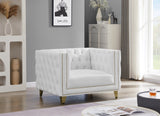 Michelle Faux Leather / Iron / Engineered Wood / Foam Contemporary White Faux Leather Chair - 44" W x 34" D x 30" H