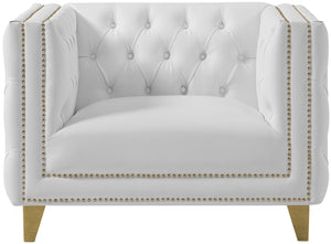 Michelle Faux Leather / Iron / Engineered Wood / Foam Contemporary White Faux Leather Chair - 44" W x 34" D x 30" H