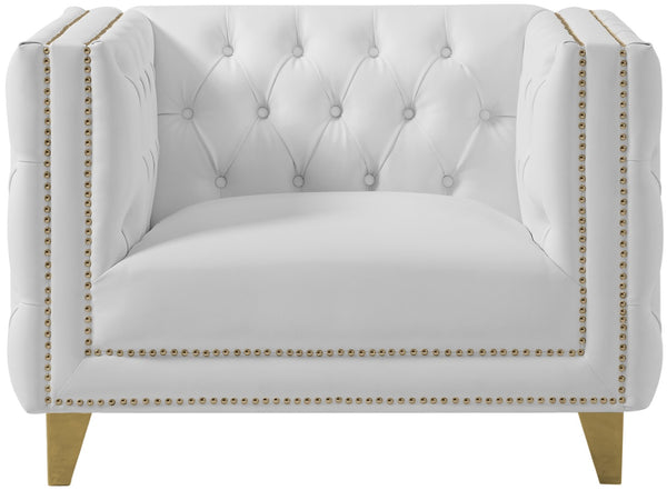 Michelle Faux Leather / Iron / Engineered Wood / Foam Contemporary White Faux Leather Chair - 44" W x 34" D x 30" H