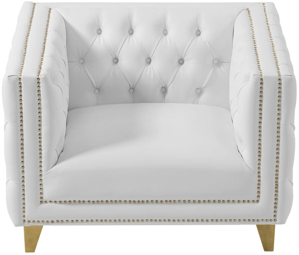 Michelle Faux Leather / Iron / Engineered Wood / Foam Contemporary White Faux Leather Chair - 44" W x 34" D x 30" H