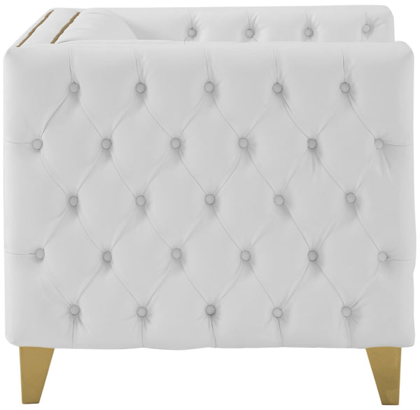 Michelle Faux Leather / Iron / Engineered Wood / Foam Contemporary White Faux Leather Chair - 44" W x 34" D x 30" H