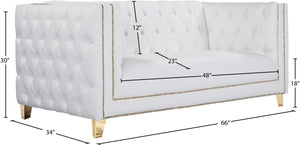 Michelle Faux Leather / Iron / Engineered Wood / Foam Contemporary White Faux Leather Loveseat - 66" W x 34" D x 30" H