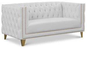 Michelle Faux Leather / Iron / Engineered Wood / Foam Contemporary White Faux Leather Loveseat - 66" W x 34" D x 30" H