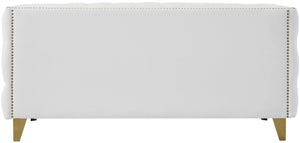 Michelle Faux Leather / Iron / Engineered Wood / Foam Contemporary White Faux Leather Loveseat - 66" W x 34" D x 30" H