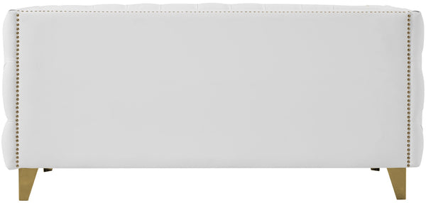 Michelle Faux Leather / Iron / Engineered Wood / Foam Contemporary White Faux Leather Loveseat - 66" W x 34" D x 30" H