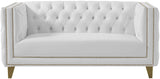 Michelle Faux Leather / Iron / Engineered Wood / Foam Contemporary White Faux Leather Loveseat - 66" W x 34" D x 30" H