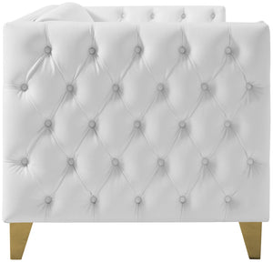 Michelle Faux Leather / Iron / Engineered Wood / Foam Contemporary White Faux Leather Loveseat - 66" W x 34" D x 30" H