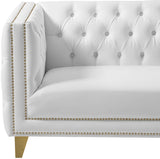 Michelle Faux Leather / Iron / Engineered Wood / Foam Contemporary White Faux Leather Loveseat - 66" W x 34" D x 30" H