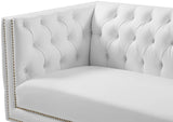 Michelle Faux Leather / Iron / Engineered Wood / Foam Contemporary White Faux Leather Loveseat - 66" W x 34" D x 30" H