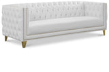 Michelle Faux Leather / Iron / Engineered Wood / Foam Contemporary White Faux Leather Sofa - 90" W x 34" D x 30" H