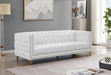 Michelle Faux Leather / Iron / Engineered Wood / Foam Contemporary White Faux Leather Sofa - 90" W x 34" D x 30" H
