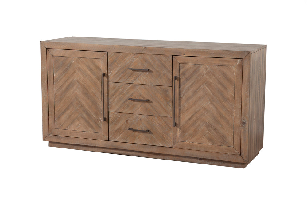 Alpine Furniture Aiden Sideboard 3348-06 Weathered Natural Solid Pine and Plywood 62 x 18 x 32