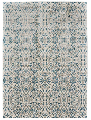 Keats Scroll Print Textured, Crystal Teal Blue, 7ft - 10in x 11ft Area Rug