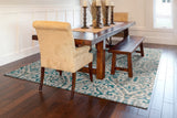 Keats Scroll Print Textured, Crystal Teal Blue, 7ft - 10in x 11ft Area Rug