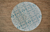 Keats Scroll Print Textured Round, Crystal Teal Blue, 8ft-9in x 8ft-9in