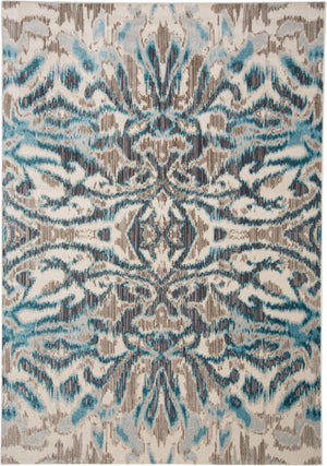 Keats Abstract Ikat Print Rug, Crystal Teal/Taupe, 7ft - 10in x 11ft Area Rug