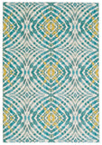 Keats Abstract Ikat Print Rug, Teal Blue/Golden, 7ft - 10in x 11ft Area Rug