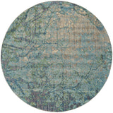 Keats Textured Abstract Rug, Capri Blue/Yellow, 8ft - 9in x 8ft - 9in Round