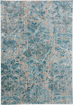 Keats Scroll Print Textured, Capri Ocean Blue, 7ft - 10in x 11ft Area Rug