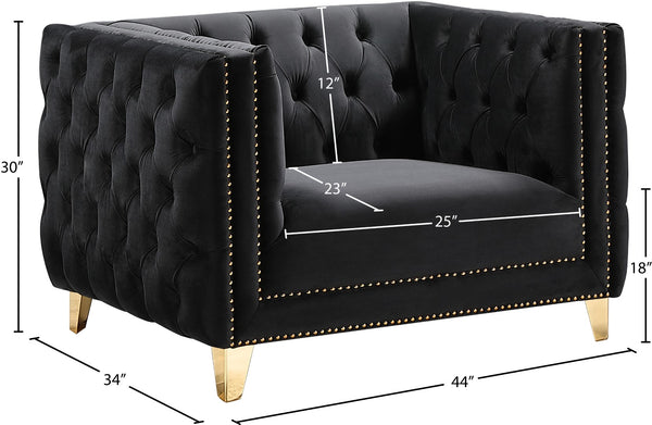 Michelle Velvet / Engineered Wood / Iron / Foam Contemporary Black Velvet Chair - 44" W x 34" D x 30" H