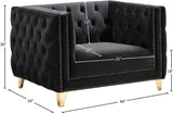 Michelle Velvet / Engineered Wood / Iron / Foam Contemporary Black Velvet Chair - 44" W x 34" D x 30" H