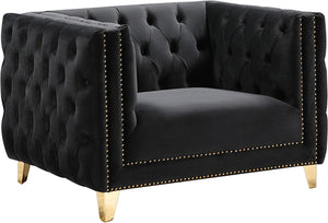 Michelle Velvet / Engineered Wood / Iron / Foam Contemporary Black Velvet Chair - 44" W x 34" D x 30" H