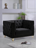 Michelle Velvet / Engineered Wood / Iron / Foam Contemporary Black Velvet Chair - 44" W x 34" D x 30" H