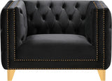 Michelle Velvet / Engineered Wood / Iron / Foam Contemporary Black Velvet Chair - 44" W x 34" D x 30" H