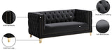 Michelle Velvet / Engineered Wood / Iron / Foam Contemporary Black Velvet Loveseat - 66" W x 34" D x 30" H