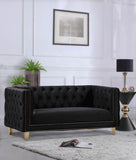 Michelle Velvet / Engineered Wood / Iron / Foam Contemporary Black Velvet Loveseat - 66" W x 34" D x 30" H