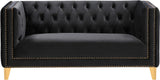 Michelle Velvet / Engineered Wood / Iron / Foam Contemporary Black Velvet Loveseat - 66" W x 34" D x 30" H