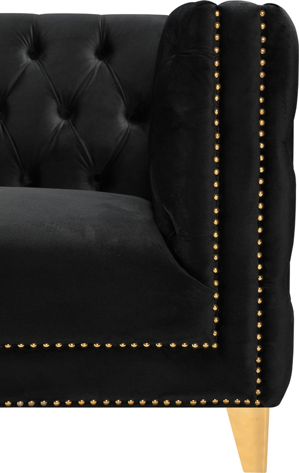 Michelle Velvet / Engineered Wood / Iron / Foam Contemporary Black Velvet Loveseat - 66" W x 34" D x 30" H