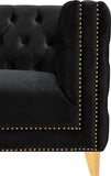 Michelle Velvet / Engineered Wood / Iron / Foam Contemporary Black Velvet Loveseat - 66" W x 34" D x 30" H