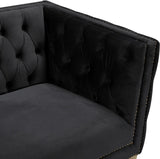 Michelle Velvet / Engineered Wood / Iron / Foam Contemporary Black Velvet Loveseat - 66" W x 34" D x 30" H